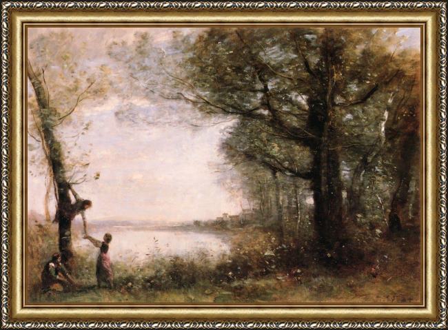 Framed Jean-Baptiste-Camille Corot les petits denicheurs painting