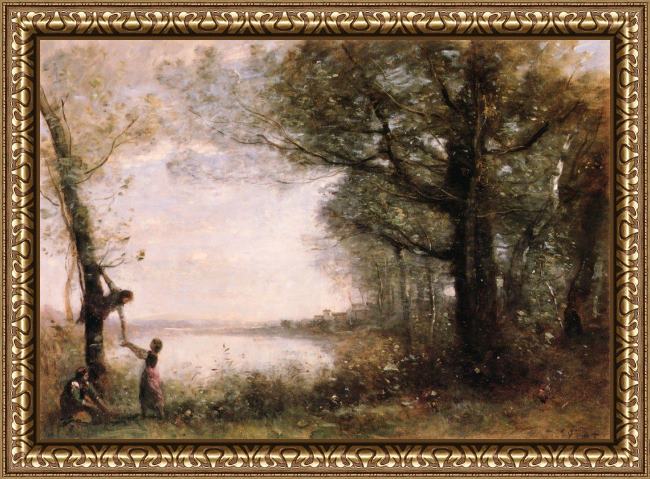 Framed Jean-Baptiste-Camille Corot les petits denicheurs painting