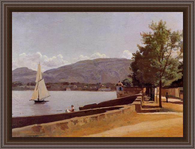 Framed Jean-Baptiste-Camille Corot the quai des paquis in geneva painting