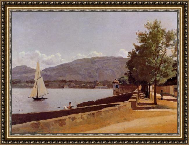 Framed Jean-Baptiste-Camille Corot the quai des paquis in geneva painting