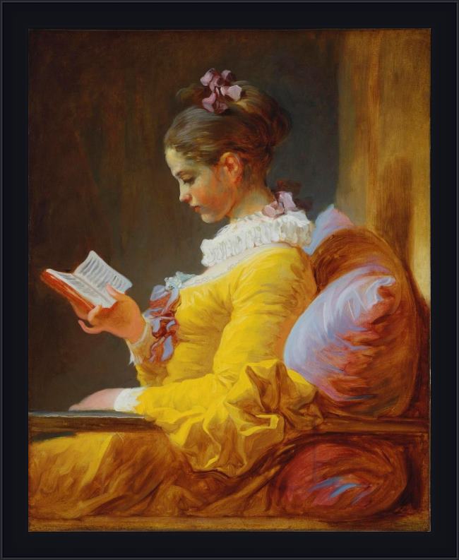 Framed Jean-Honore Fragonard the reader painting