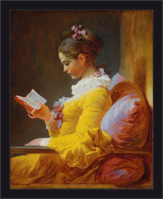 Framed Jean-Honore Fragonard the reader painting