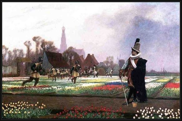 Framed Jean-Leon Gerome duel among the tulips painting