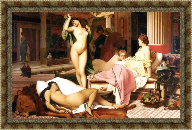 Framed Jean-Leon Gerome greek interior painting