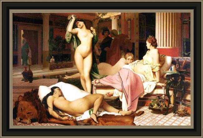 Framed Jean-Leon Gerome greek interior painting