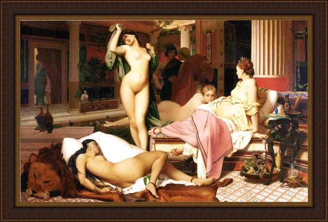 Framed Jean-Leon Gerome greek interior painting