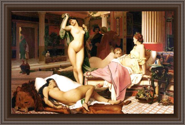 Framed Jean-Leon Gerome greek interior painting