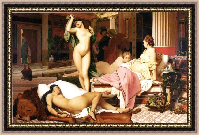 Framed Jean-Leon Gerome greek interior painting