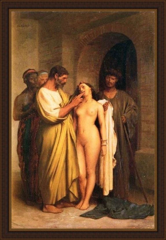 Framed Jean-Leon Gerome purchase of a slave painting