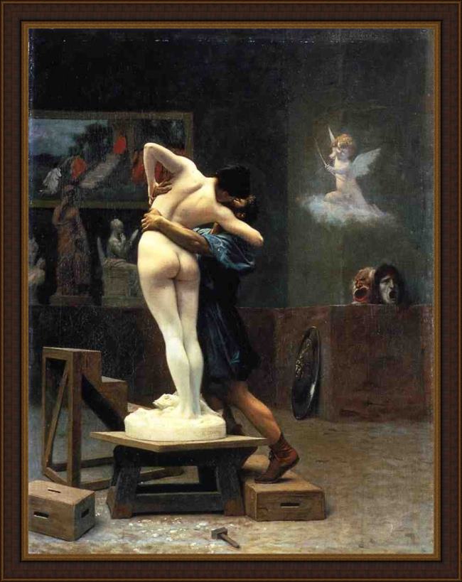 Framed Jean-Leon Gerome pygmalion and galatea painting