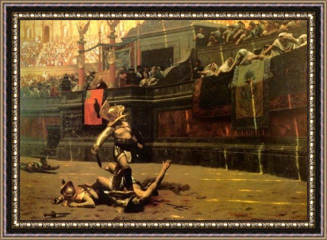 Framed Jean-Leon Gerome thumbs down painting