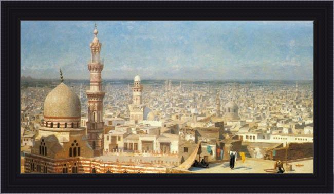 Framed Jean-Leon Gerome view of cairo painting