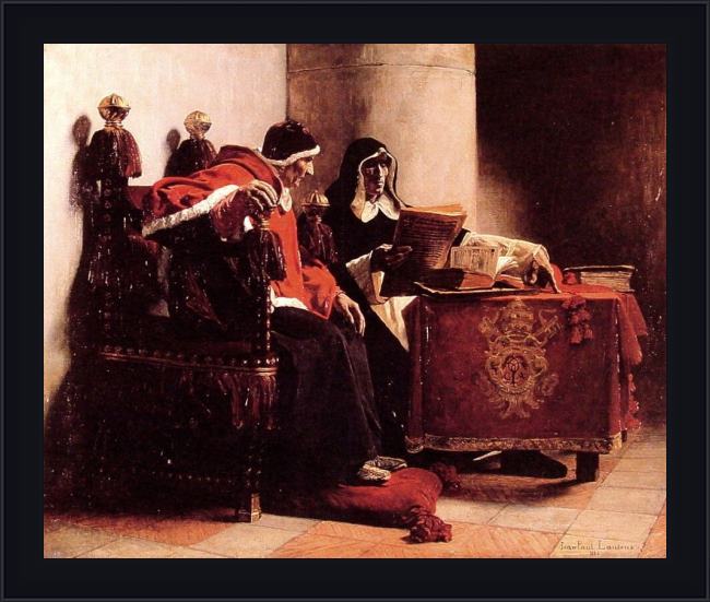 Framed Jean-Paul Laurens le pape et l'inquisiteur painting