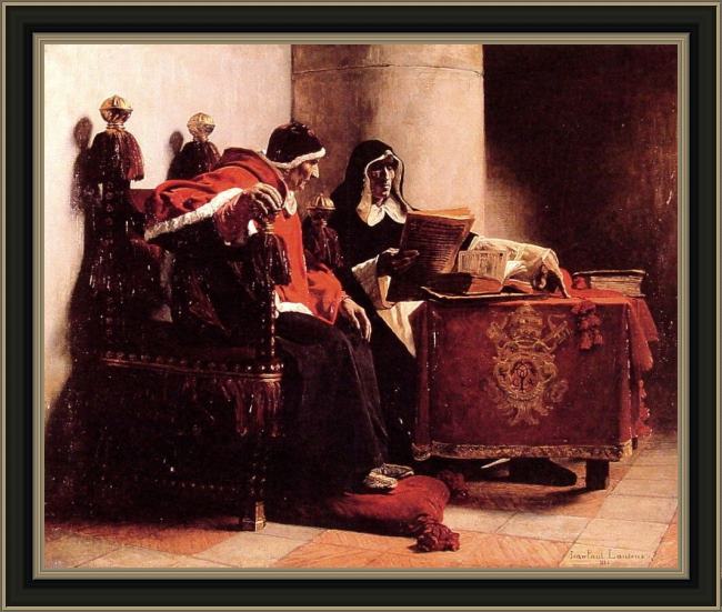 Framed Jean-Paul Laurens le pape et l'inquisiteur painting