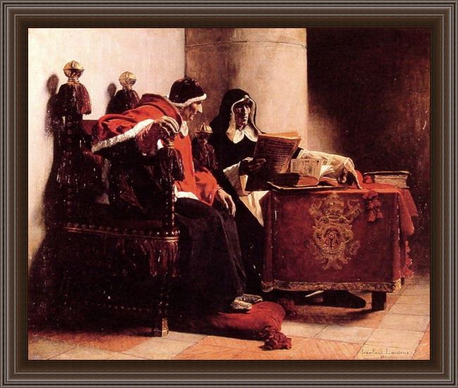 Framed Jean-Paul Laurens le pape et l'inquisiteur painting