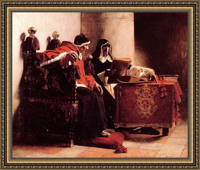 Framed Jean-Paul Laurens le pape et l'inquisiteur painting