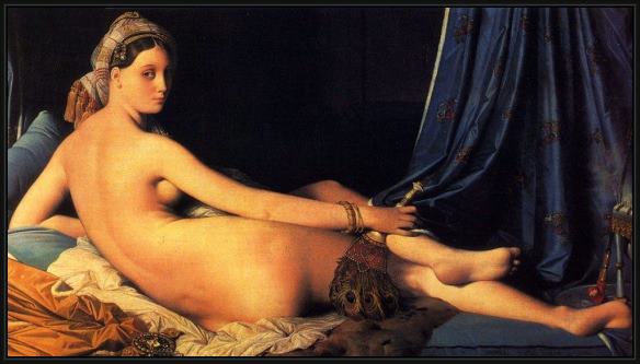 Framed Jean Auguste Dominique Ingres the grande odalisque painting