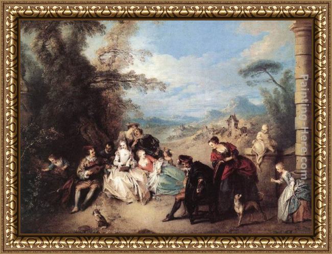Framed Jean Baptiste Joseph Pater concert champêtre painting