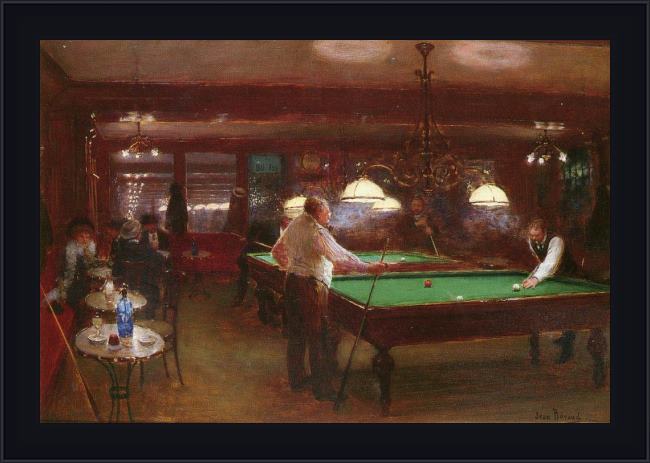 Framed Jean Beraud a game of billiards painting