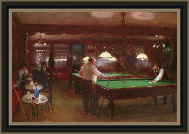 Framed Jean Beraud a game of billiards painting