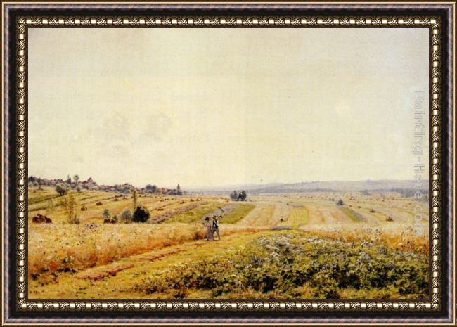 Framed Jean Ferdinand Monchablon champs savaine a crignon court (oatfields) painting