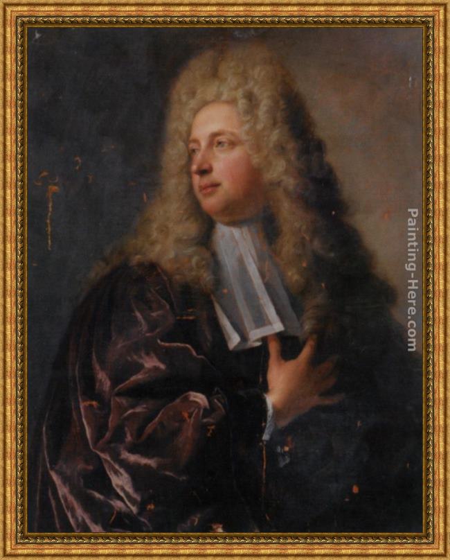 Framed Jean Francois de Troy portrait of an alderman of the town of paris half length painting