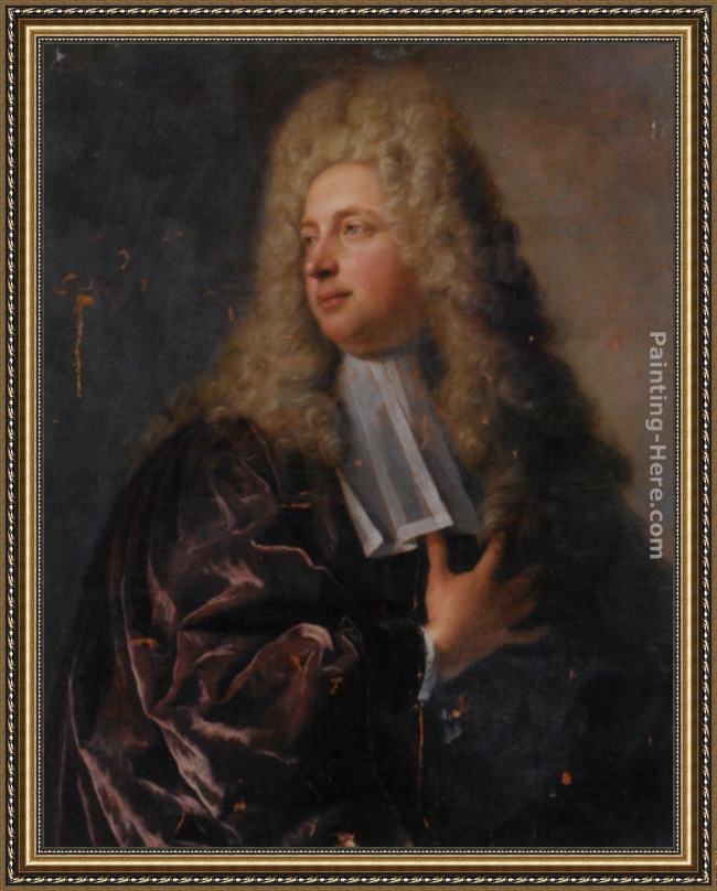 Framed Jean Francois de Troy portrait of an alderman of the town of paris half length painting
