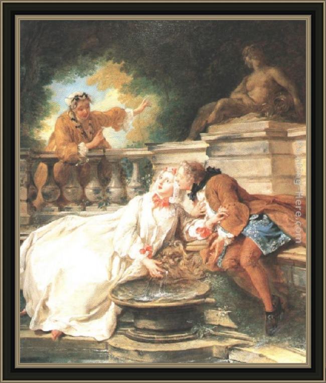 Framed Jean Francois de Troy the alarm, or the gouvernante fidèle painting