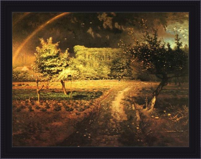 Framed Jean Francois Millet spring painting