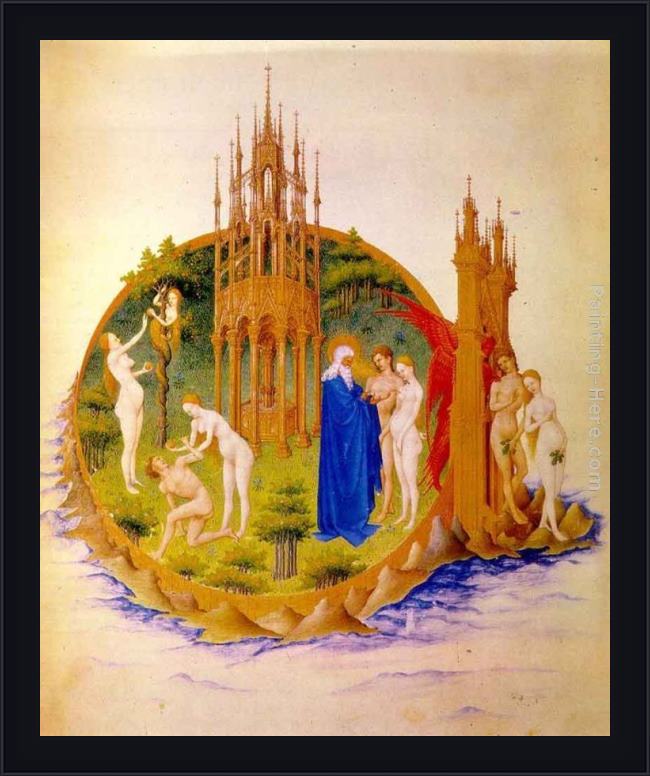 Framed Jean Limbourg the fall and the expulsion from paradise painting