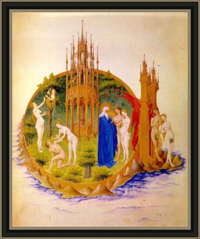 Framed Jean Limbourg the fall and the expulsion from paradise painting