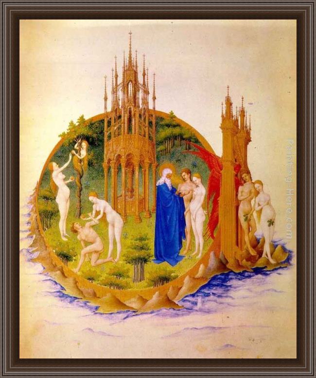Framed Jean Limbourg the fall and the expulsion from paradise painting