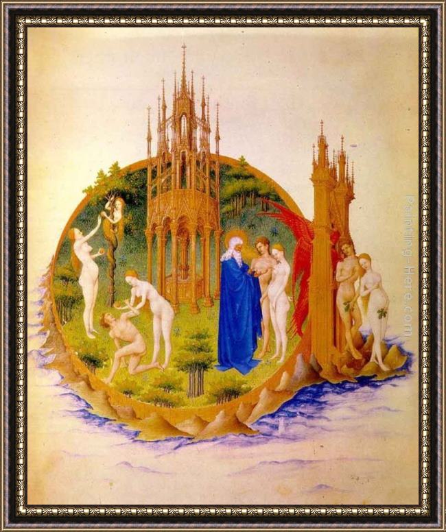 Framed Jean Limbourg the fall and the expulsion from paradise painting