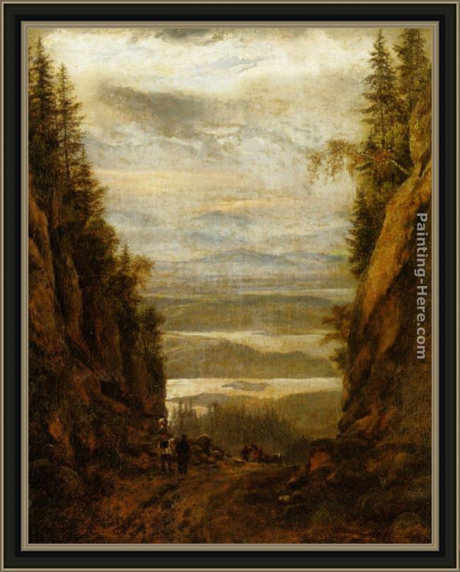 Framed Johan Christian Clausen Dahl utsikt fra krokkleiva painting