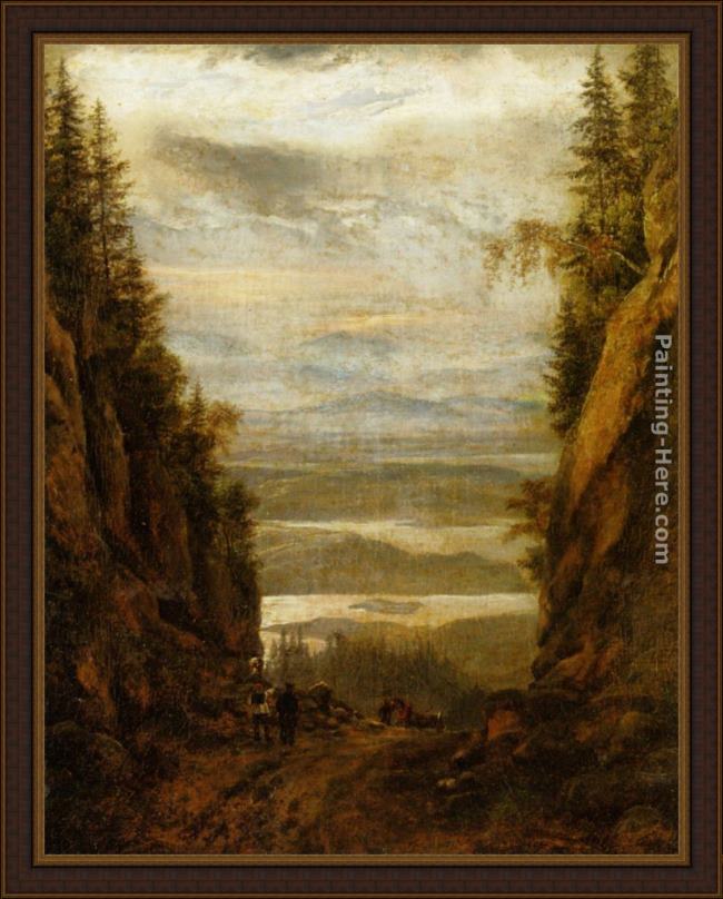 Framed Johan Christian Clausen Dahl utsikt fra krokkleiva painting