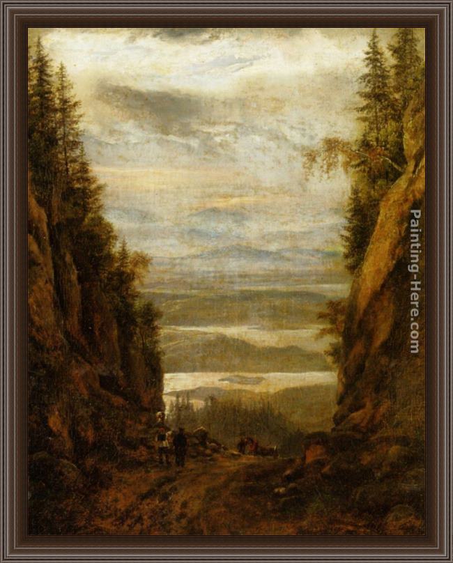 Framed Johan Christian Clausen Dahl utsikt fra krokkleiva painting