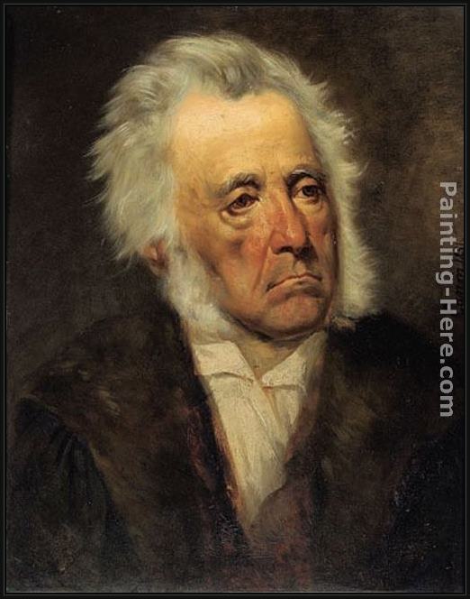 Framed Johann von Strasioipka Canon portrait of arthur schöpenhauer painting