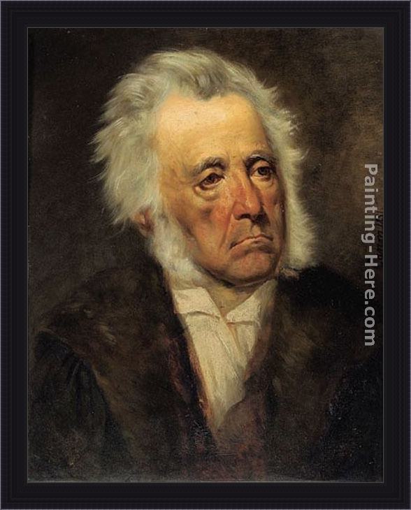 Framed Johann von Strasioipka Canon portrait of arthur schöpenhauer painting