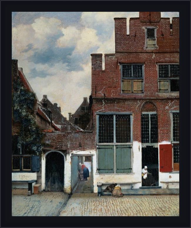 Framed Johannes Vermeer the little street painting