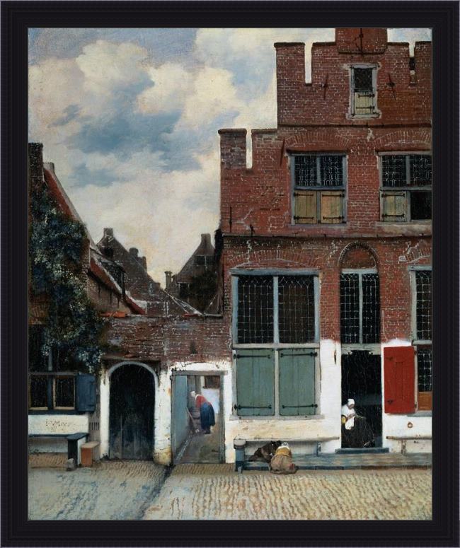 Framed Johannes Vermeer the little street painting