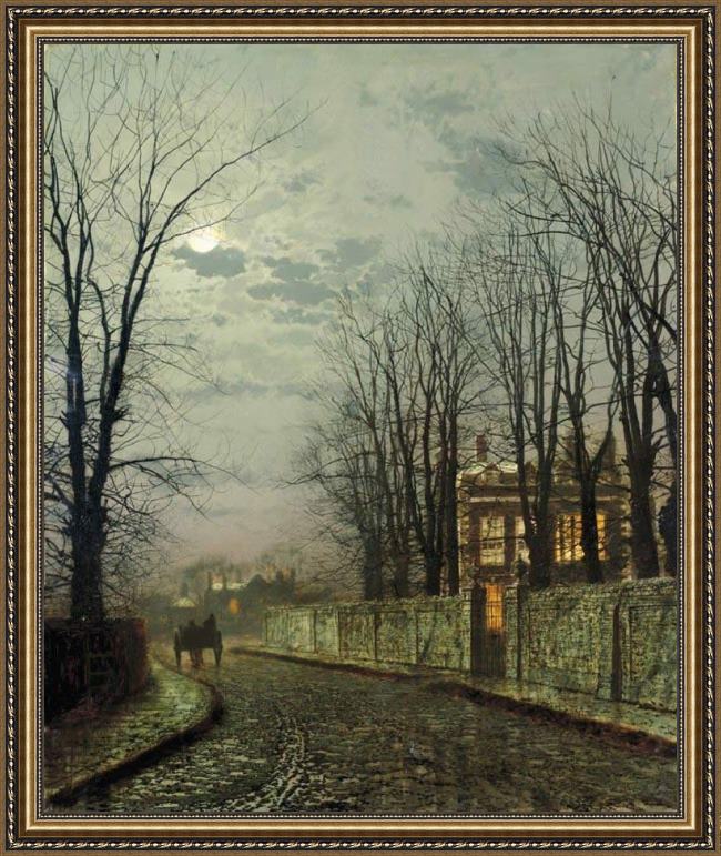 Framed John Atkinson Grimshaw a wintry moon painting