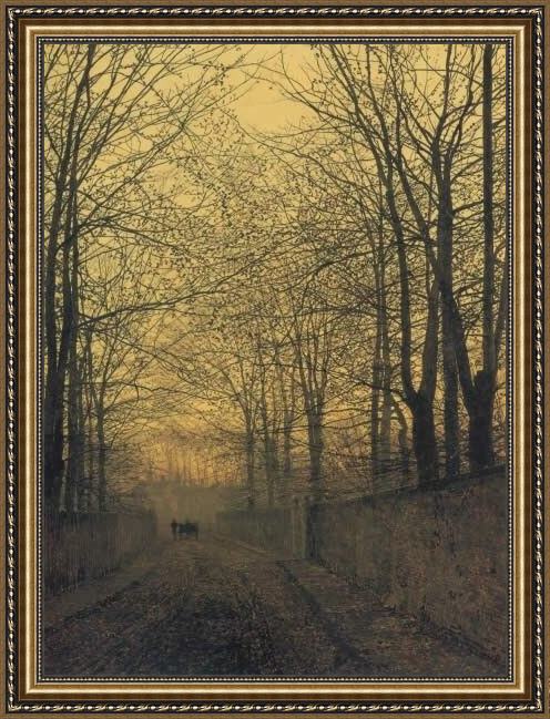 Framed John Atkinson Grimshaw october gold painting
