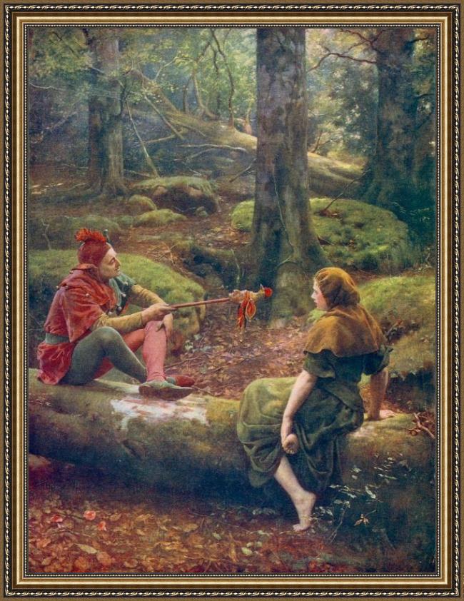 Framed John Collier in the forest of arden painting