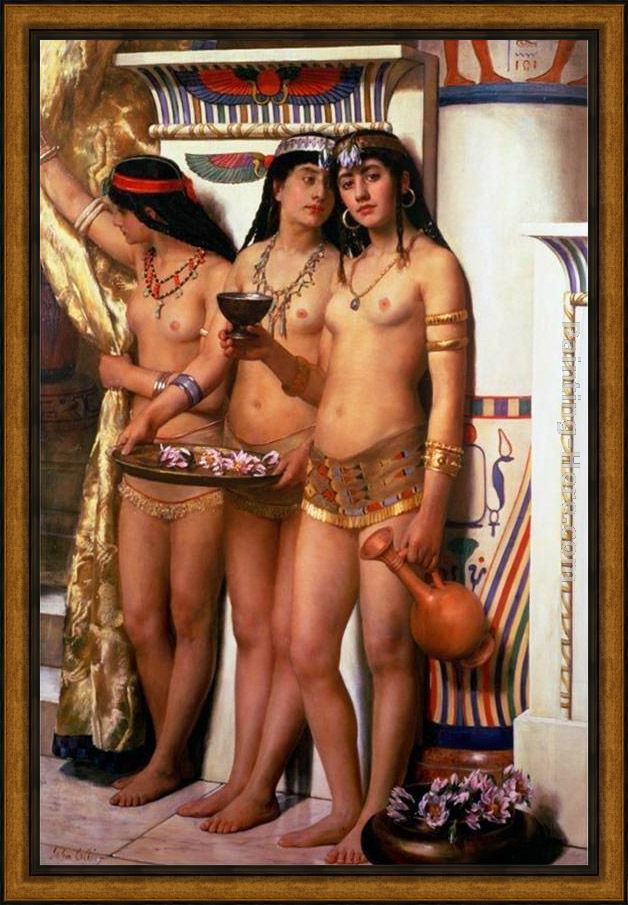 Framed John Collier pharaoh's handmaidens painting