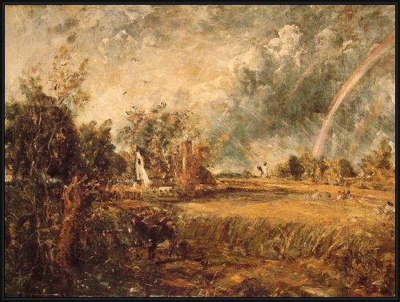 Framed John Constable cottage,rainbow,mill painting