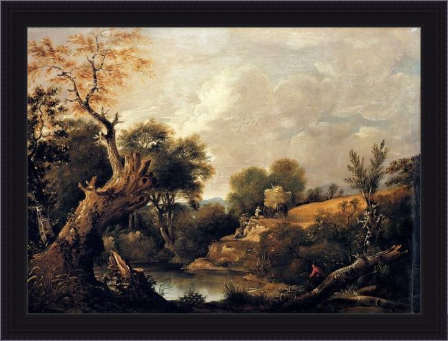 Framed John Constable the harvest field painting