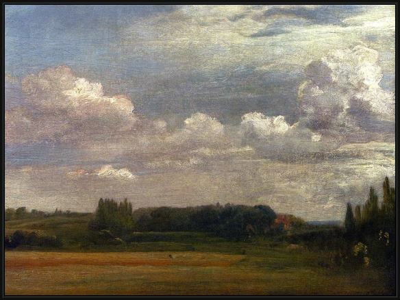 Framed John Constable view towards the rectory painting