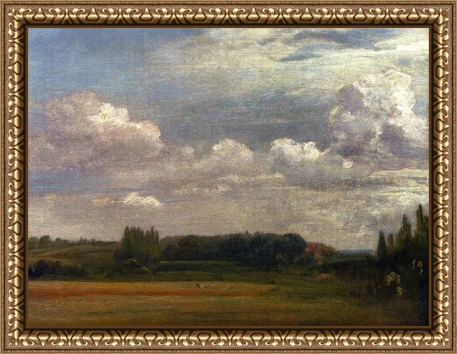 Framed John Constable view towards the rectory painting