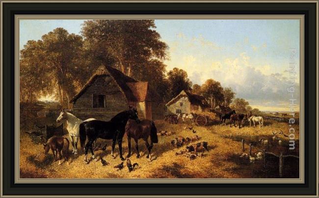 Framed John Frederick Herring, Jnr a flourishing farmyard painting