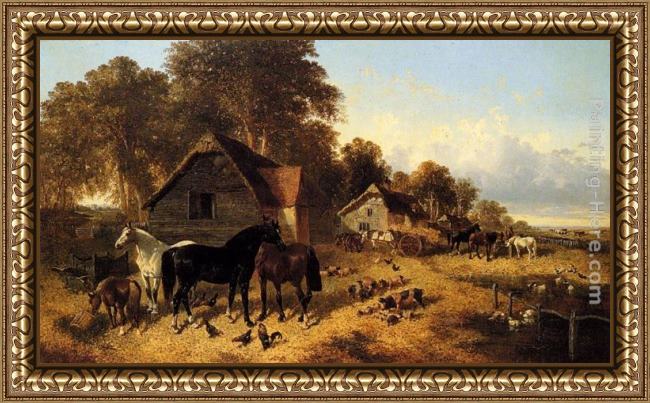 Framed John Frederick Herring, Jnr a flourishing farmyard painting